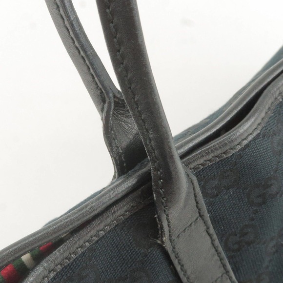 💎✨BEAUTIFUL✨💎 GUCCI Tote Bag Black GG Canvas Leather - Picture 8 of 16